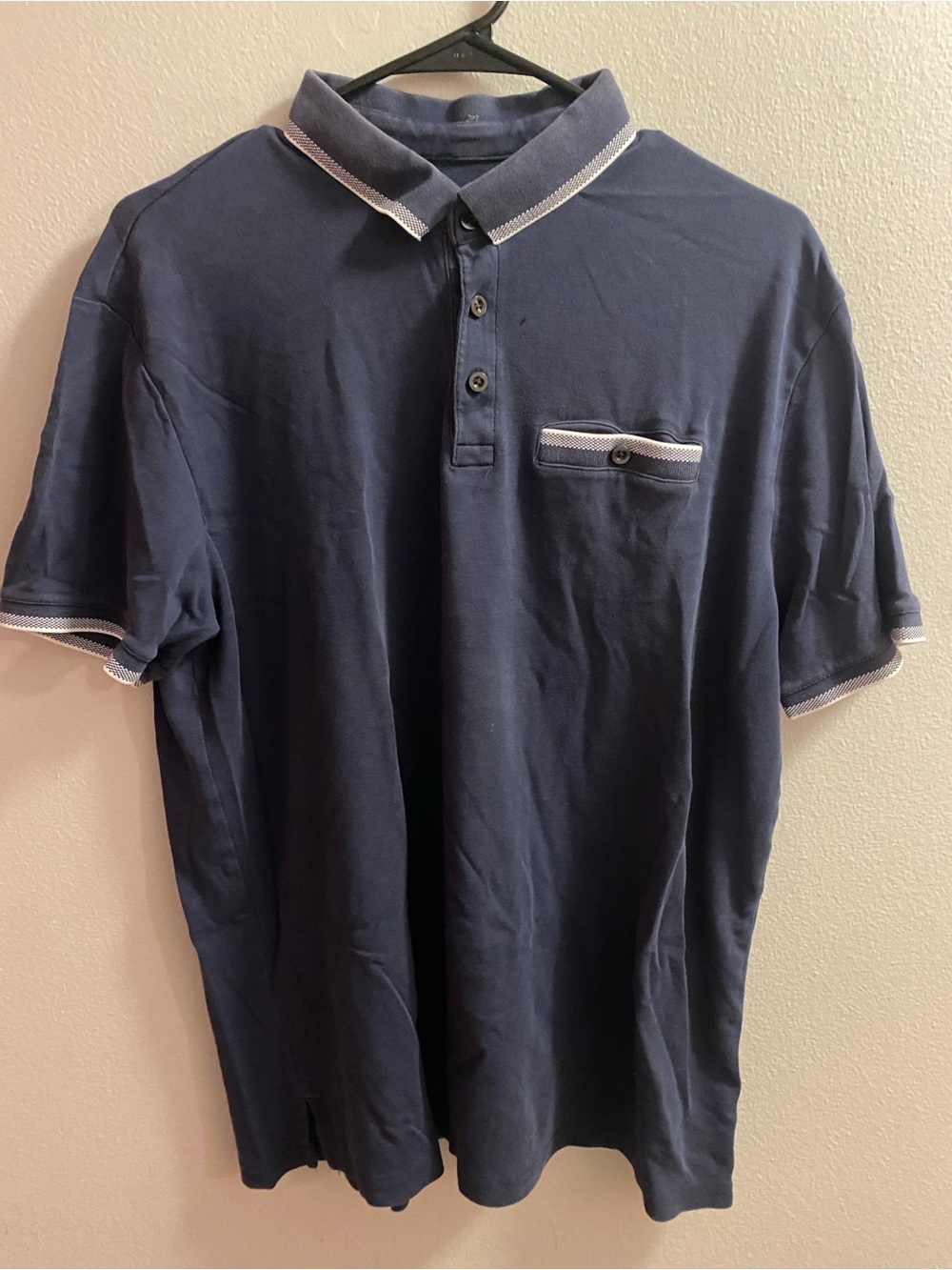 Apt. 9 Navy Polo with White Contrast Trim